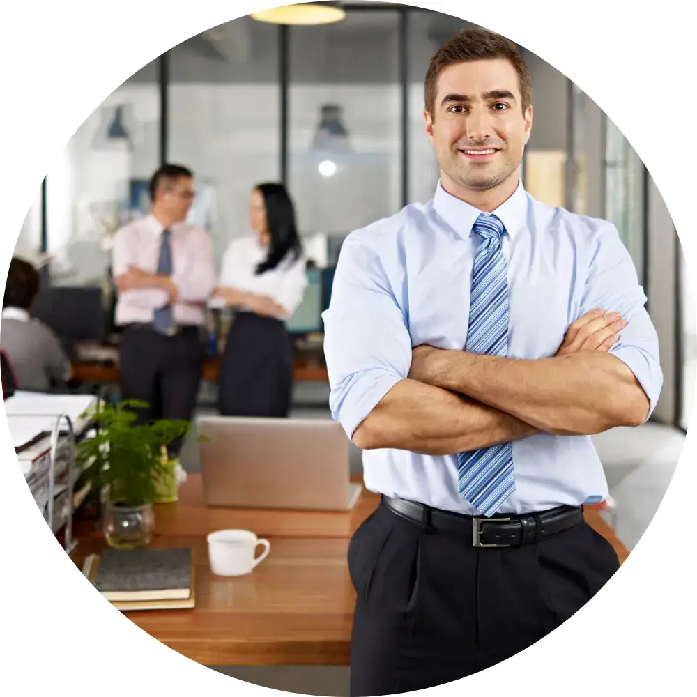 Business professional sharing a positive testimonial